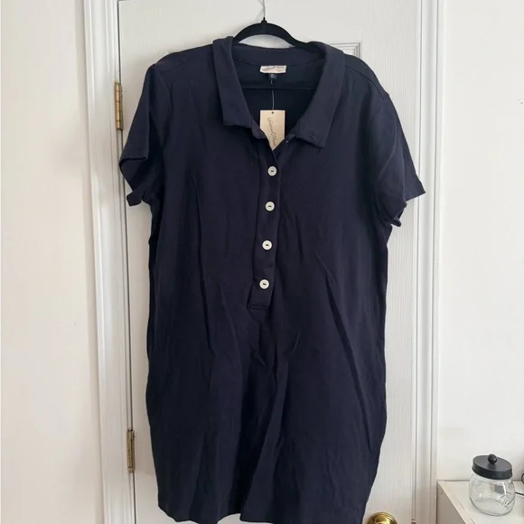 Universal Thread Dark Blue Button-Up Mini Dress - Picture 2 of 4